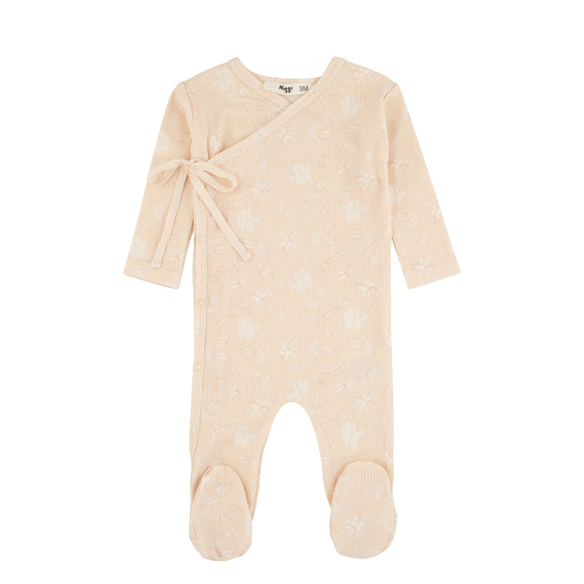 Ribbed Floral Wrap Dusty Neutral Print Footie