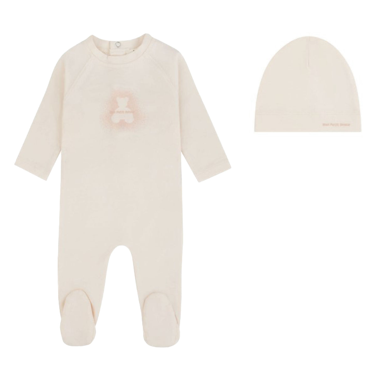 Aura Bear Pink Footie And Beanie