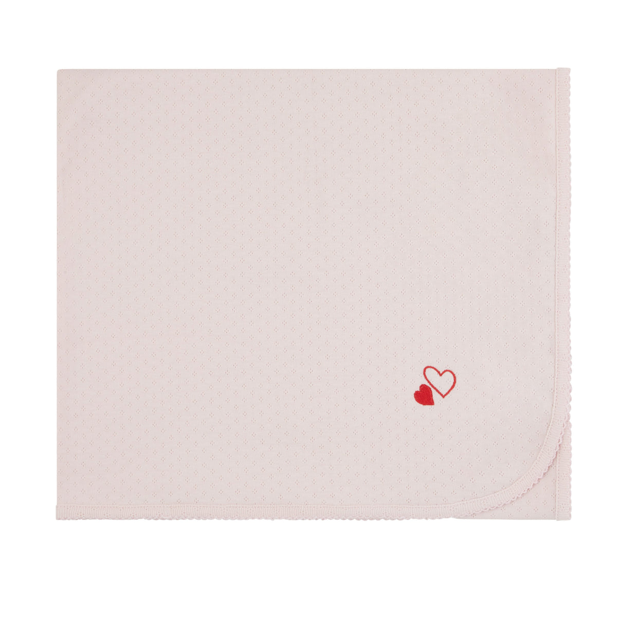 Pointelle Red Hearts Pink Blanket