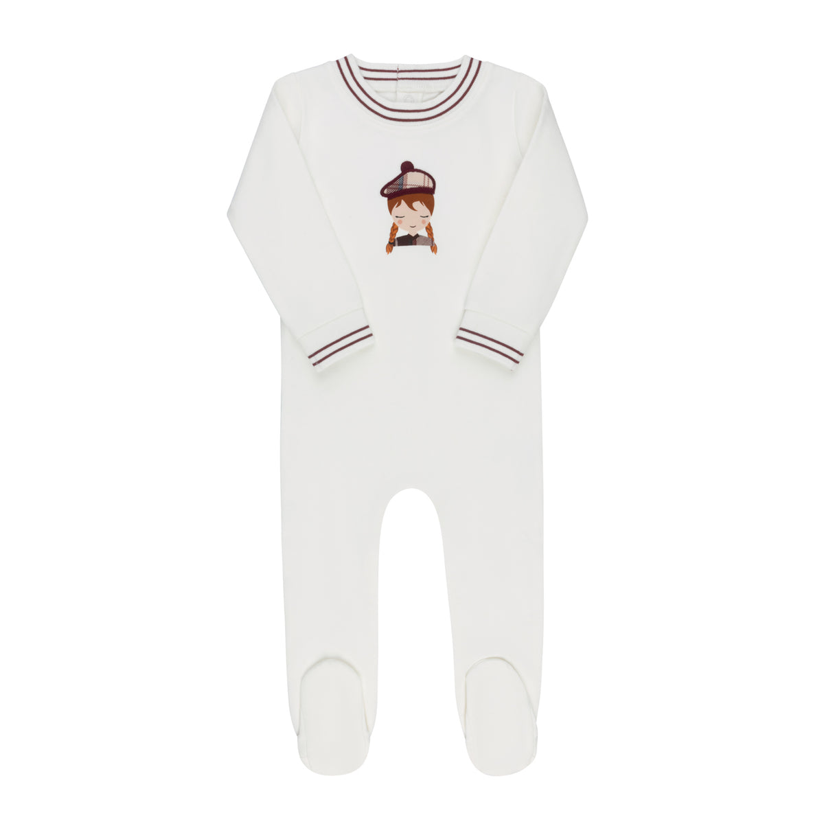 French Terry Scottish Ivory Pink Footie