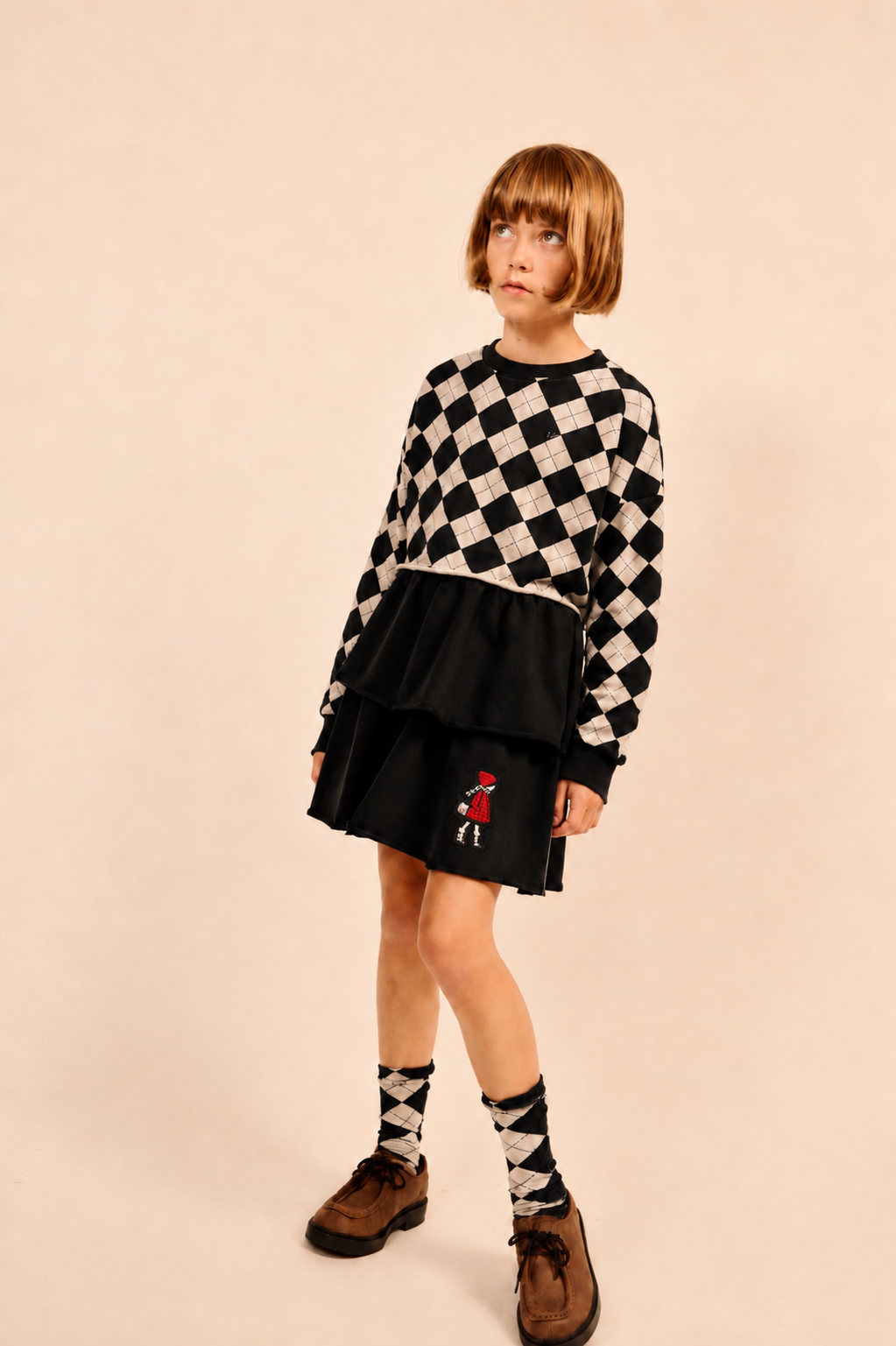 Lp Doll Patch Tiered Black Skirt