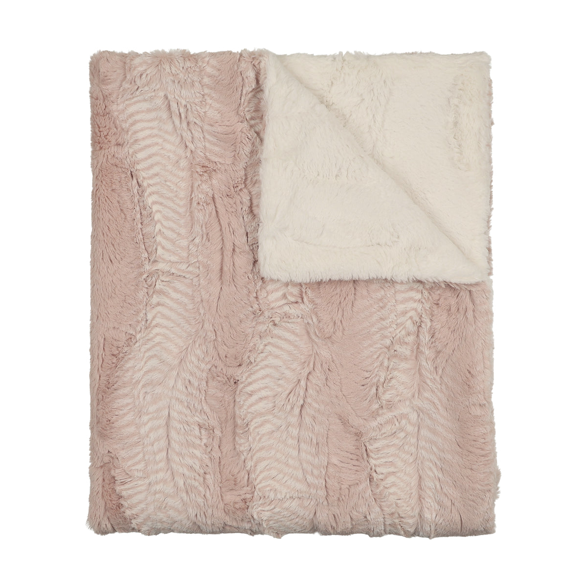Fur Blanket - Feather Rose and Natural