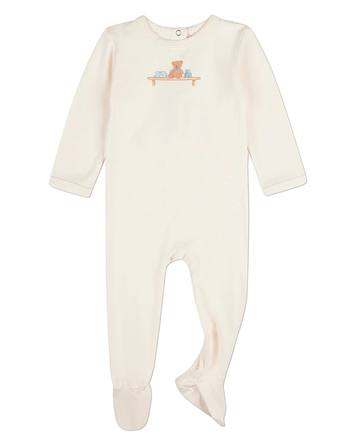 Bear On A Shelf Ivory-Blue Footie