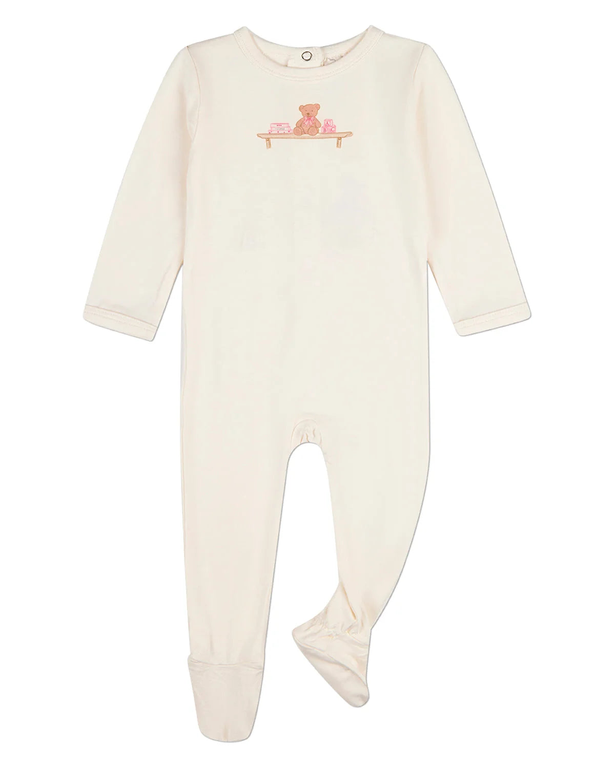 Bear On A Shelf Ivory-Pink Footie