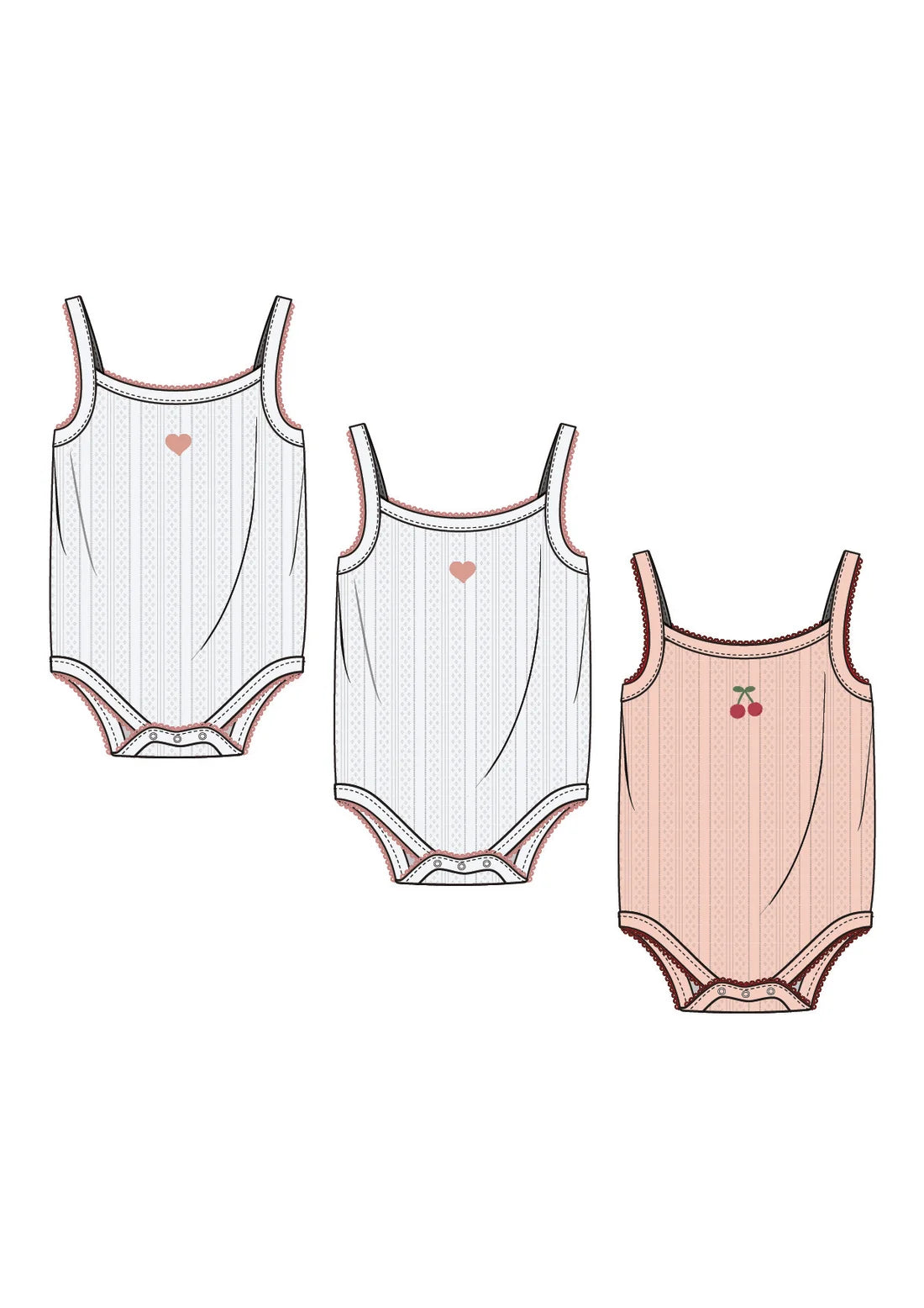 Pointelle Heart Set Undershirts
