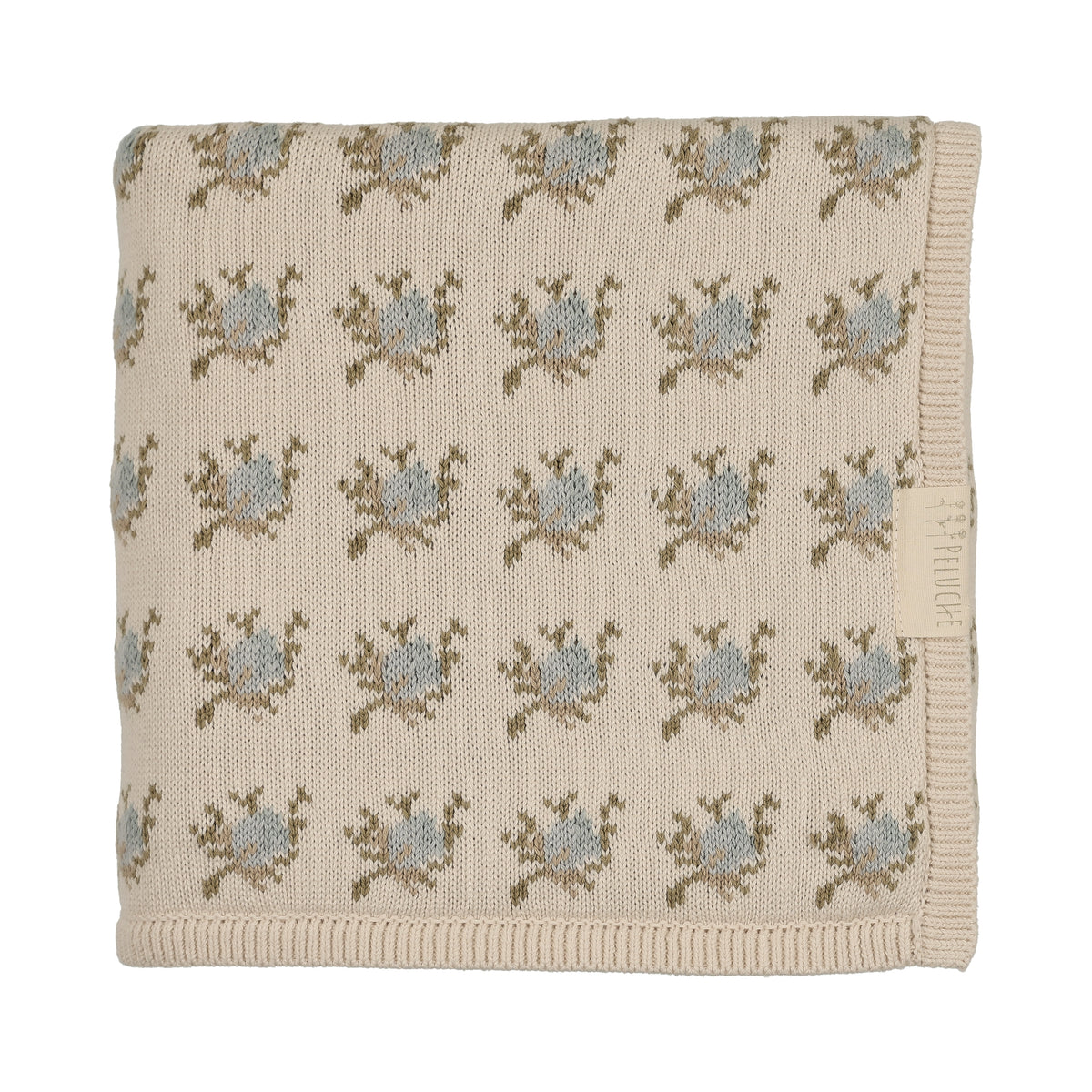 Floral Intarsia Knit Powder Blanket