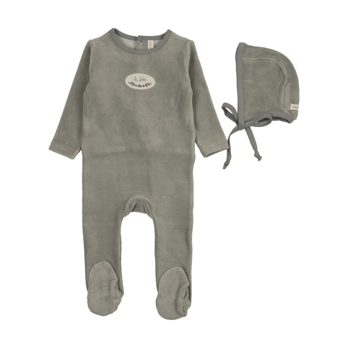 Velour Patch Light Blue Footies Set