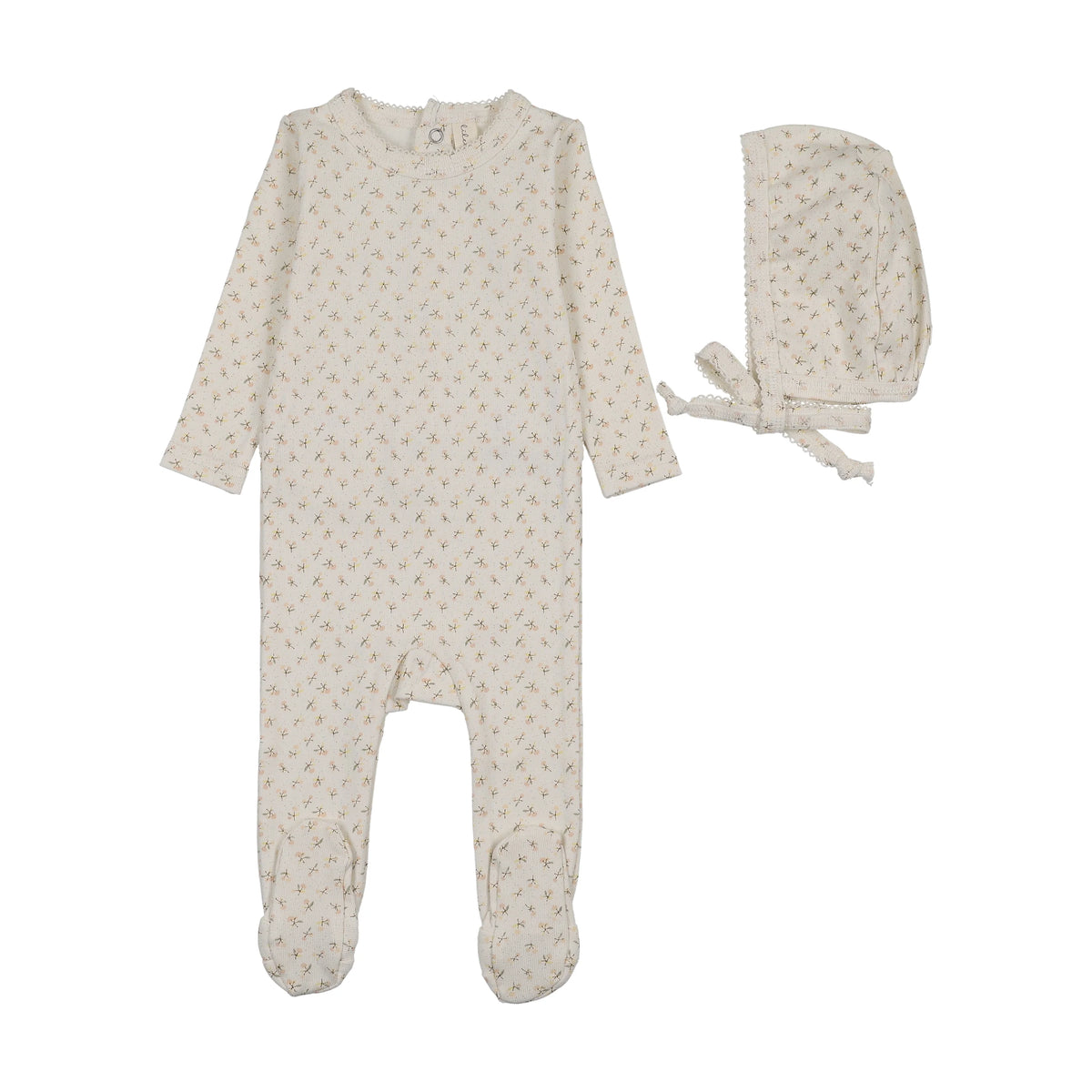 Cherry Blossom Cream Pink Footie Set