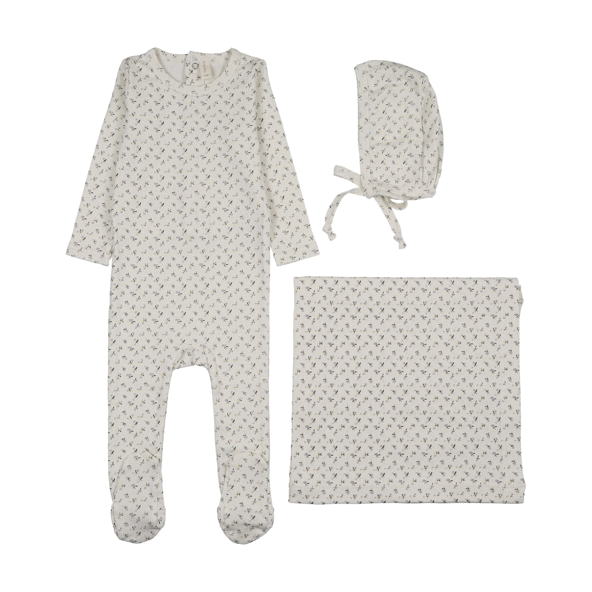 Cherry Blossom Cream Blue Layette Set