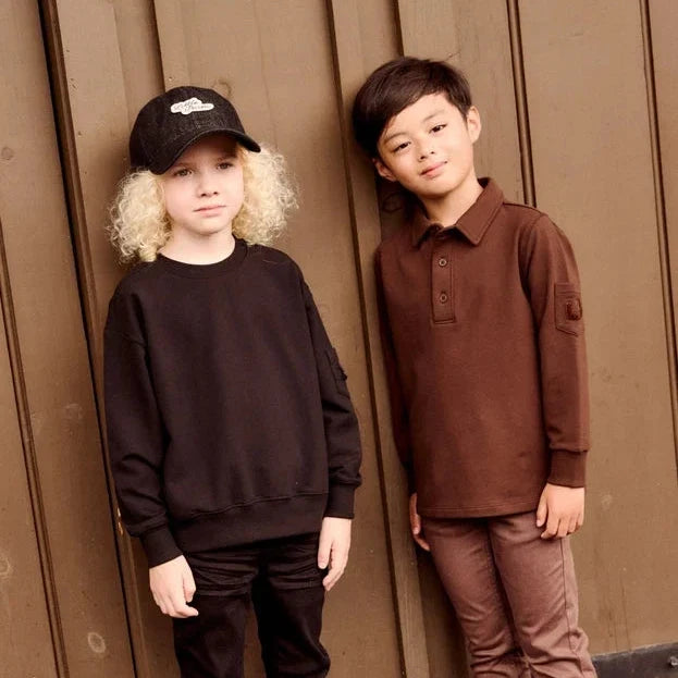 Boy's Pocket Sleeve Brown Polo