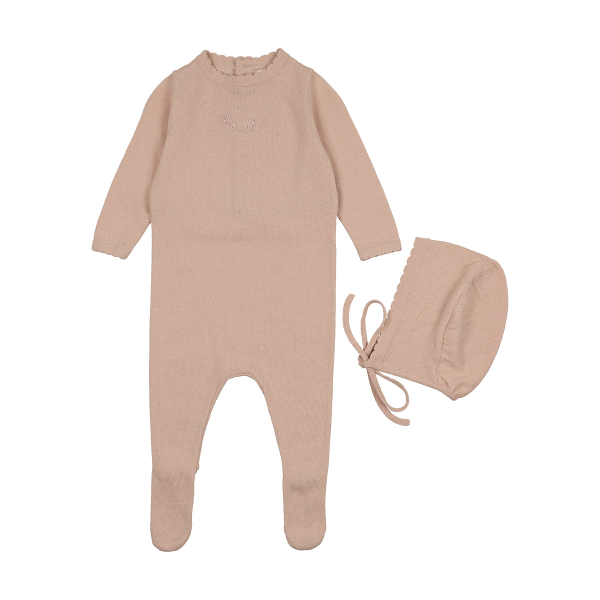 Signature Knit Rose Footie + Bonnet
