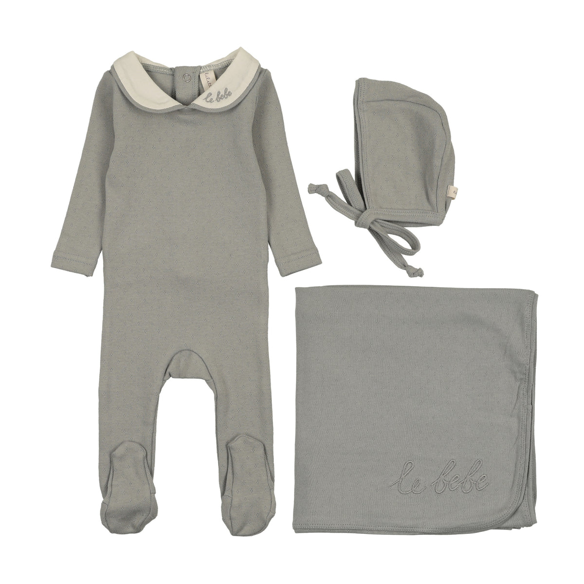 Le Bebe Pointelle Light Blue Layette Set