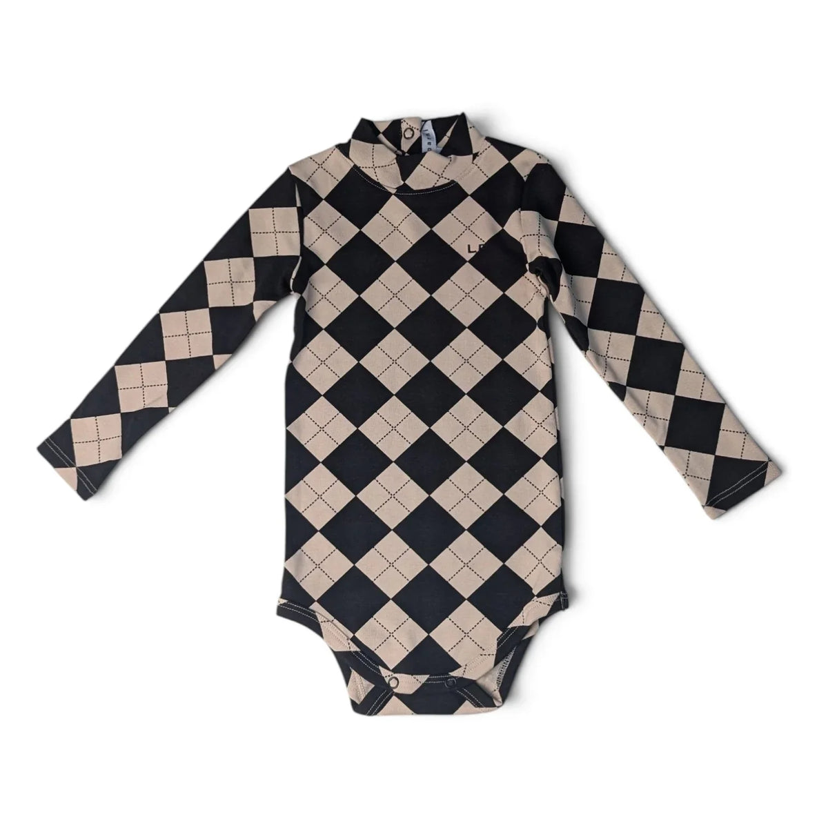 Argyle Mockneck Black Onesie