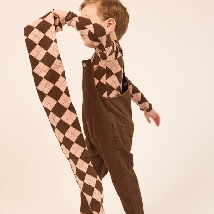 Argyle Mockneck Brown Onesie