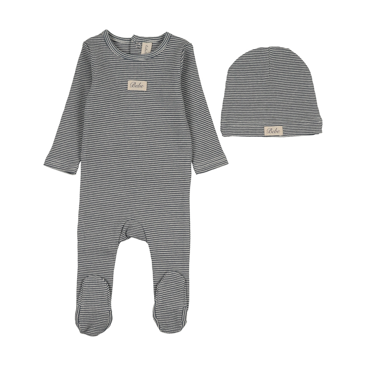 Striped Bebe Off Navy Footie Set