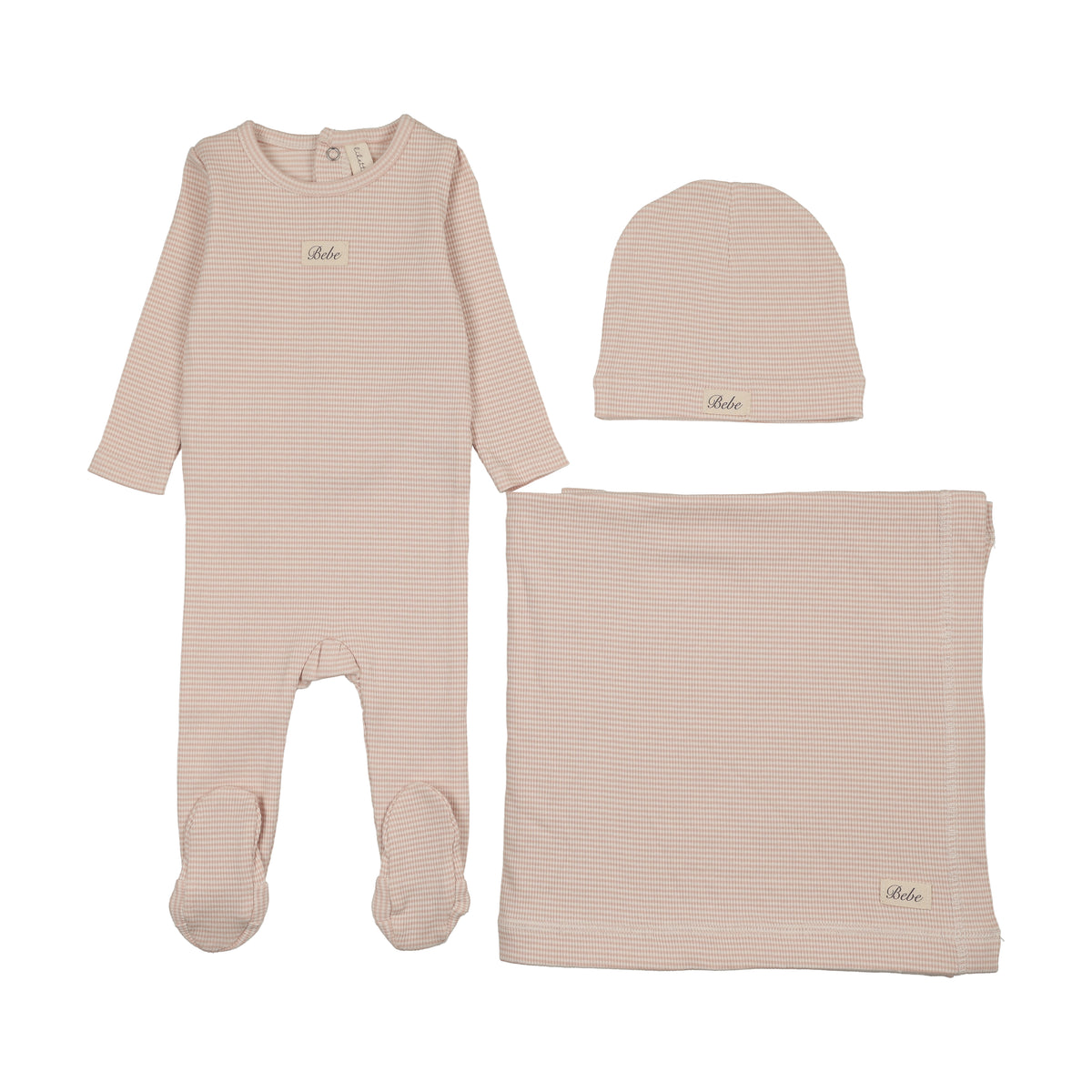 Striped Bebe Dusty Pink Layette Set