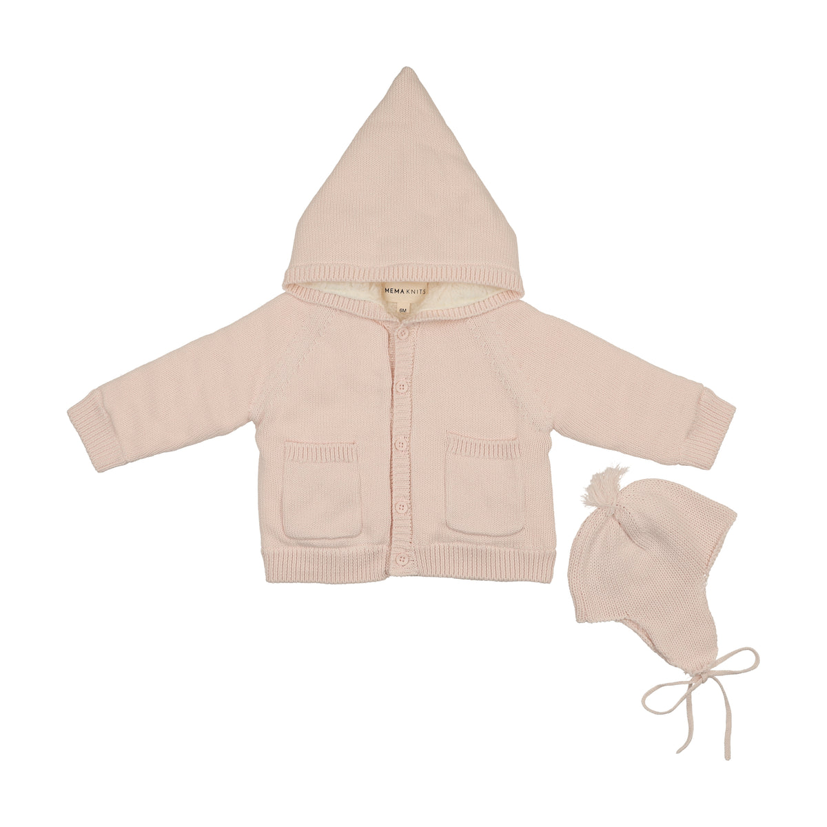Hooded Knit Sherpa Lined Baby Blush Sweater