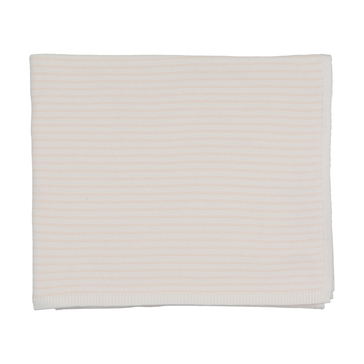Baby Blush Striped White Knit Blanket