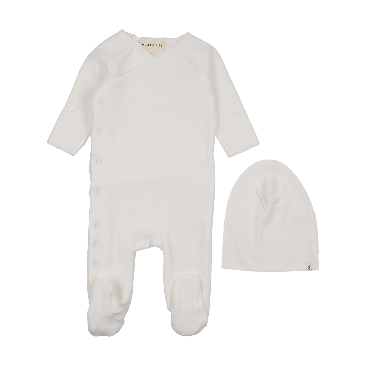 Velour Side Snap Blue Footie with Beanie
