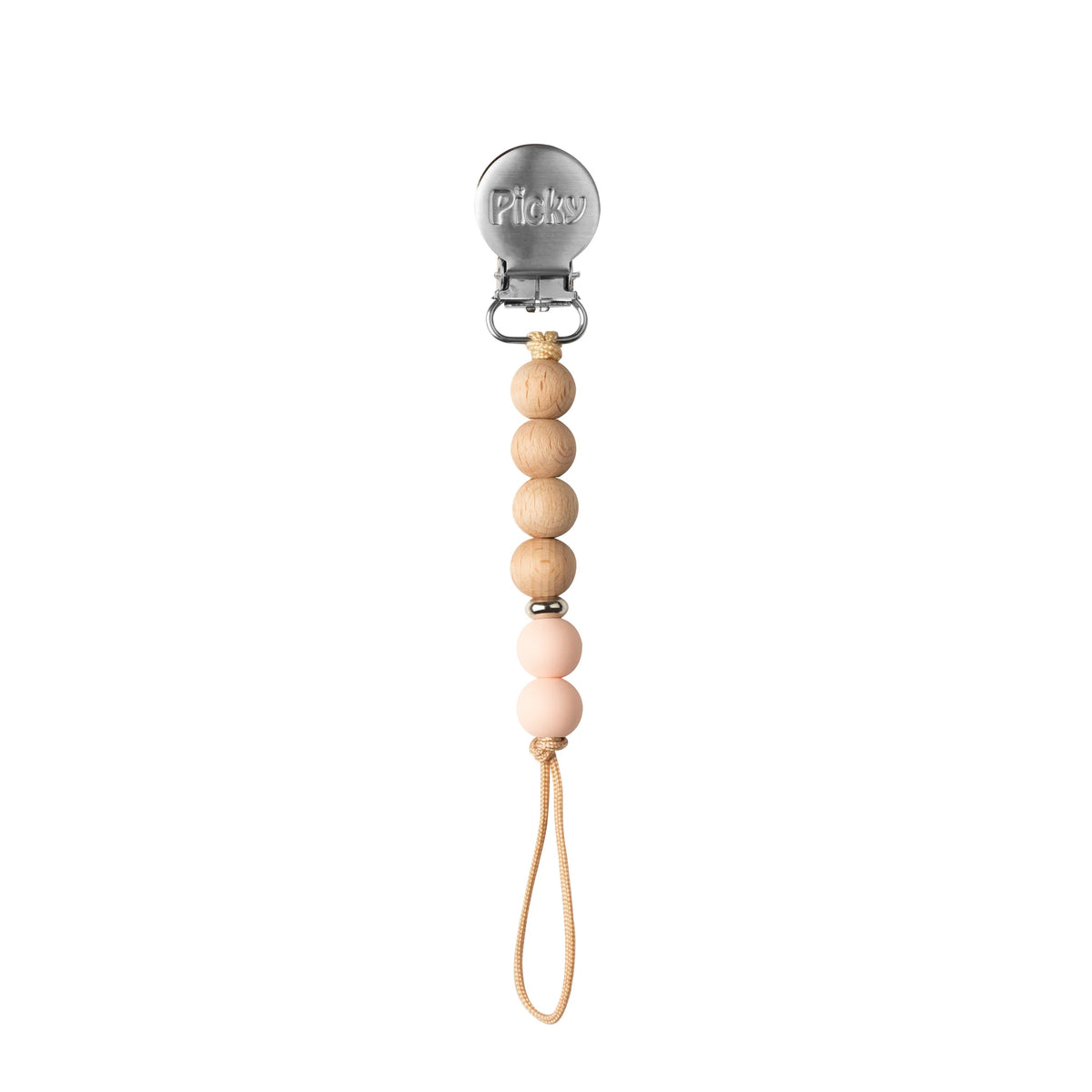 Wood And Silicone Straight Peachy Pink Paci Clip