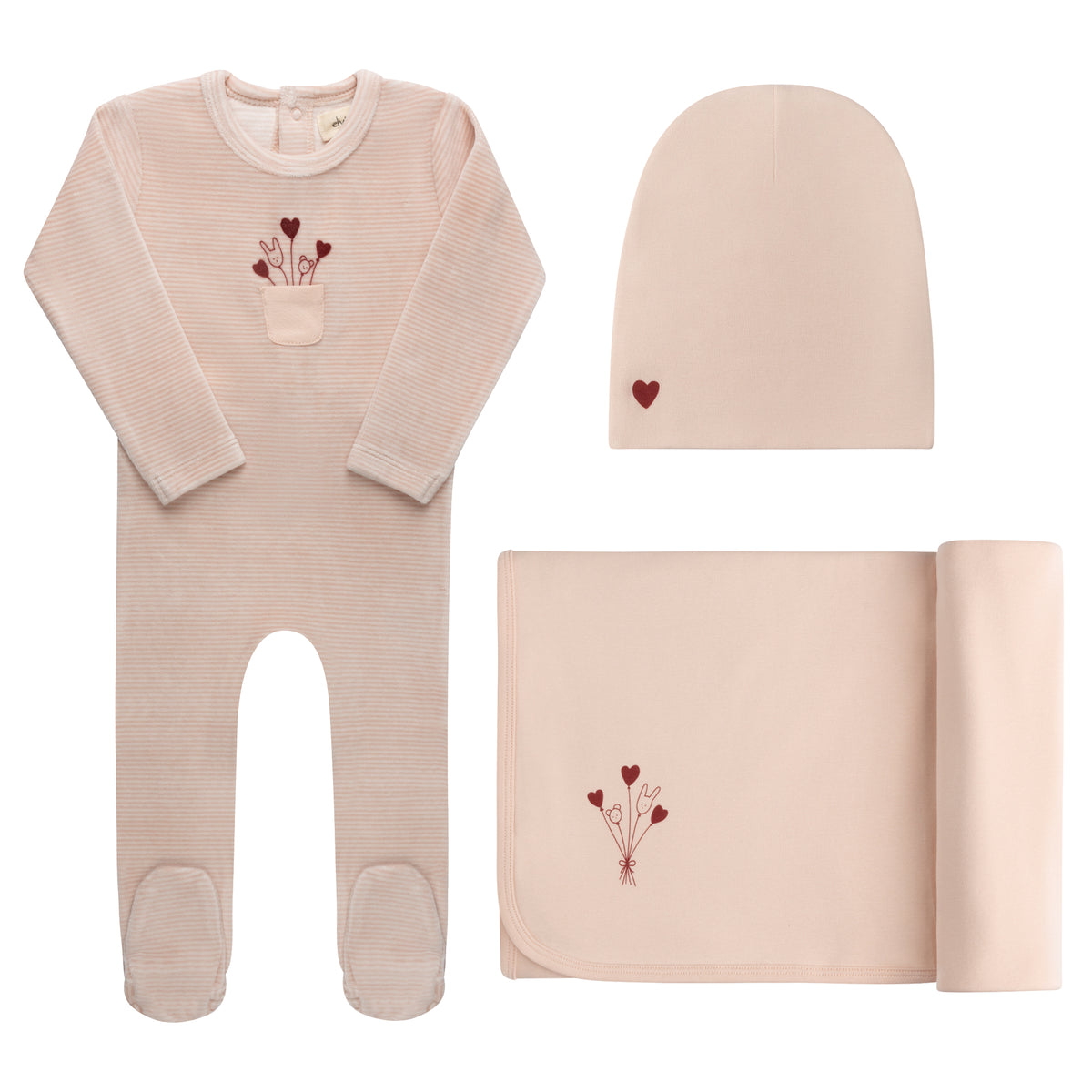 Stripe Take Me Home Ivory Pink Set