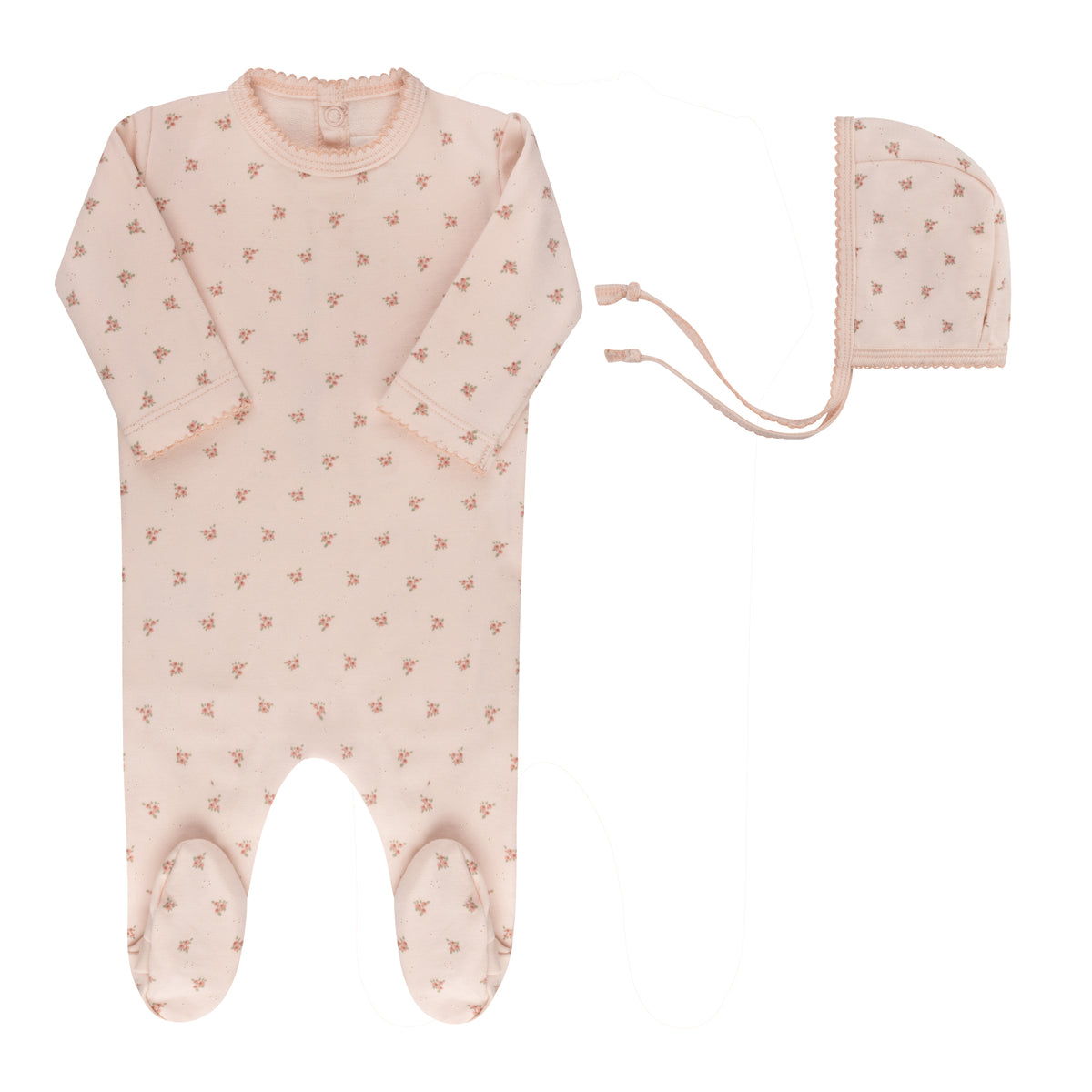 Rosebud / Diamond Pink Footie and Bonnet