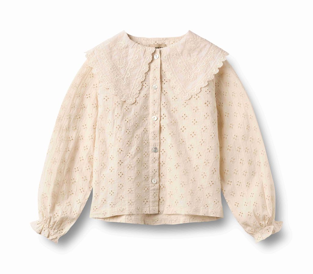Eyelet Design Collard Shirt
