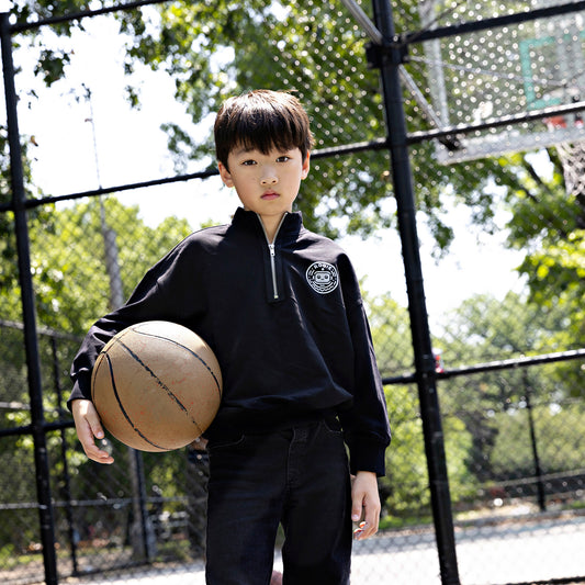Boys Black Zip Sweatshirt