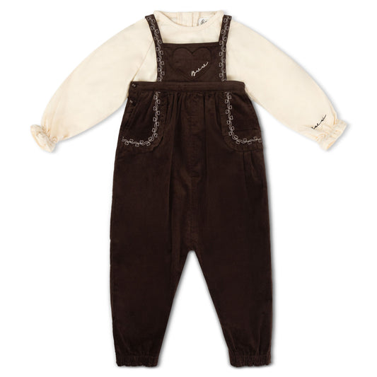 Girls Vintage Brown Curdory Romper Set