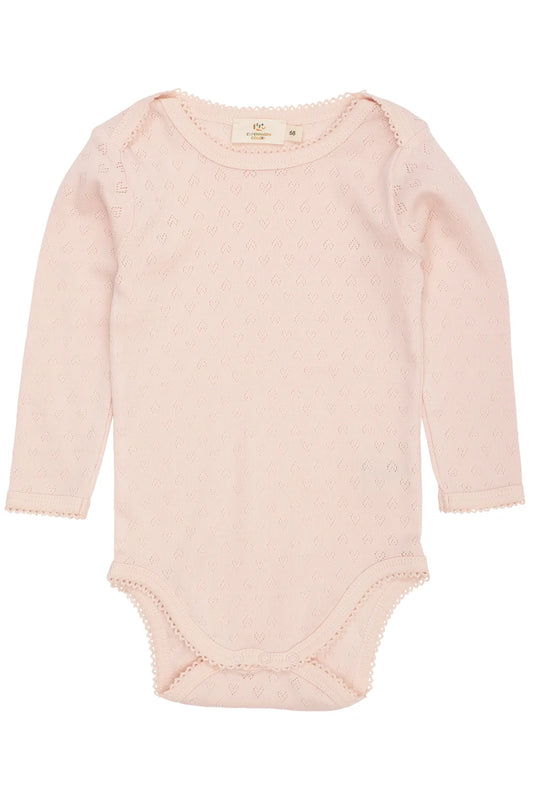 Pointelle Heart Dusty Rose Onesie with Leggings