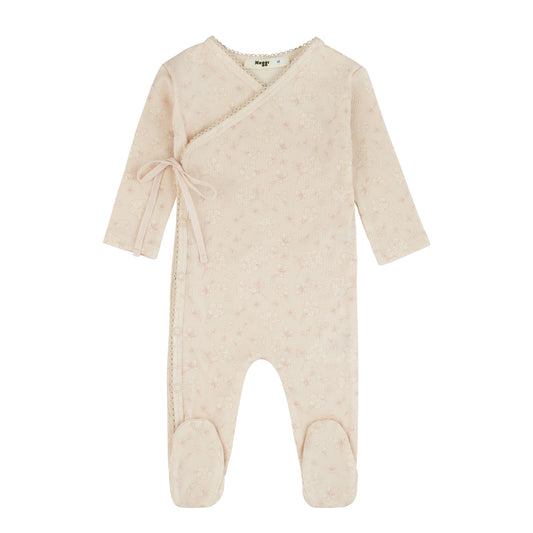 Ribbed Floral Wrap Dusty Pink Print Footie
