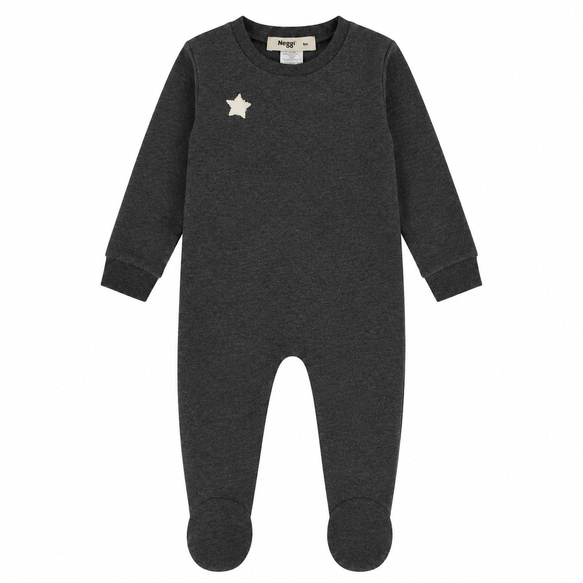 Bonne Nuit Charcoal Heather Star Footie