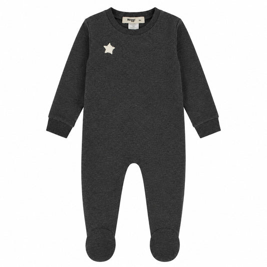 Bonne Nuit Charcoal Heather Star Footie
