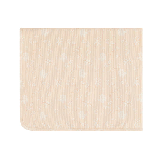 Ribbed Floral Wrap Dusty Blue Print Blanket