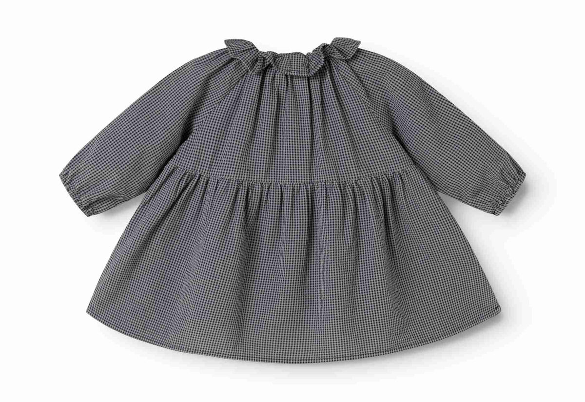 MARMAR BLUE CHECK RUFFLE GIRL DRESS