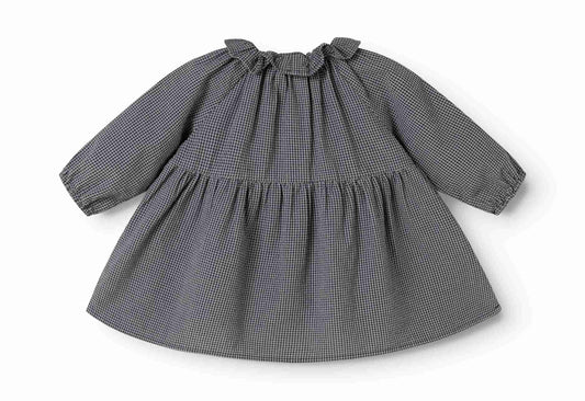 MARMAR BLUE CHECK RUFFLE GIRL DRESS