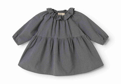 MARMAR BLUE CHECK RUFFLE GIRL DRESS