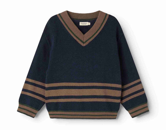 Navy with Brown Stripes Sweater
