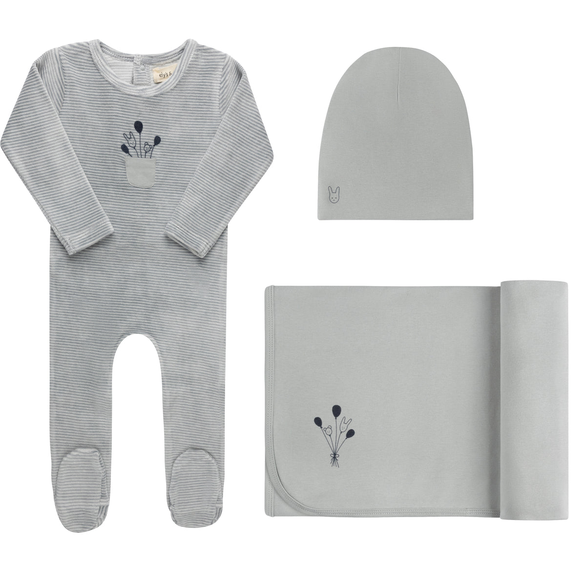 Stripe Take Me Home Ivory Blue Set