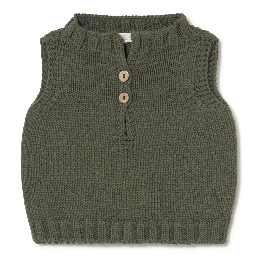 Knit Forest Green Vest Set