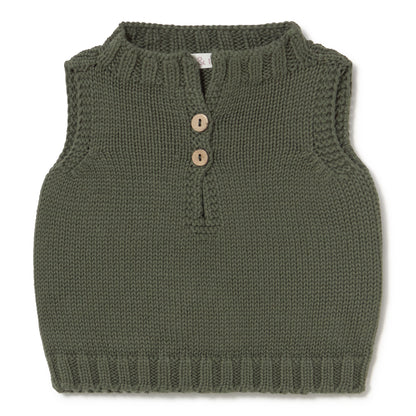 Knit Forest Green Vest Set