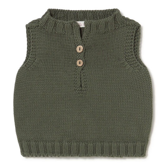 Knit Forest Green Vest Set