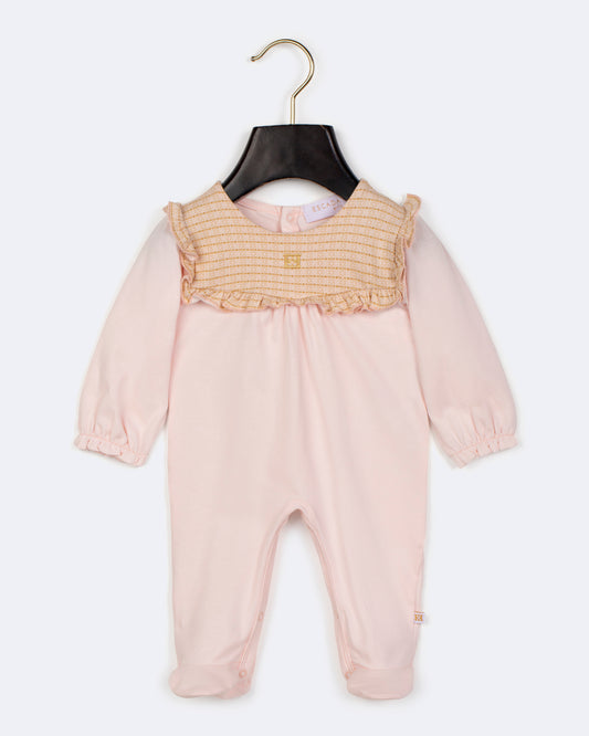 RUFFLED BIB ROSEWATER FOOTIE & BEANIE