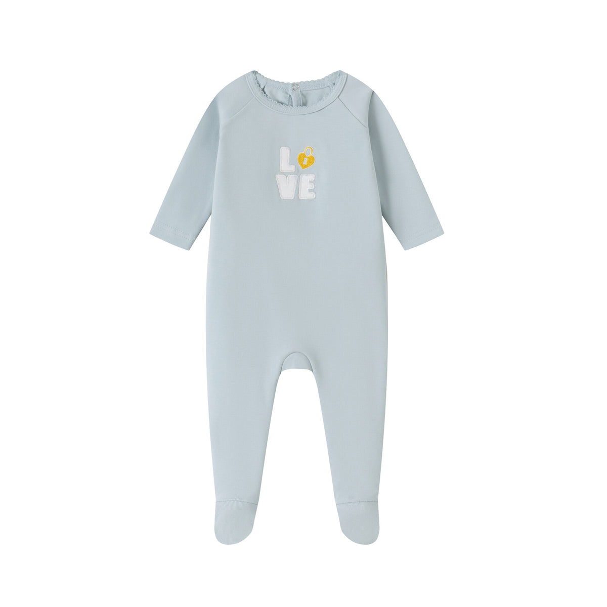 Love Patchwork Blue Cotton Footie