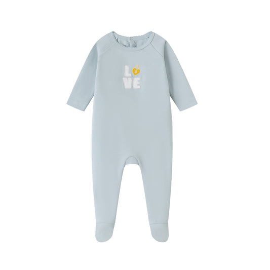 Love Patchwork Blue Cotton Footie