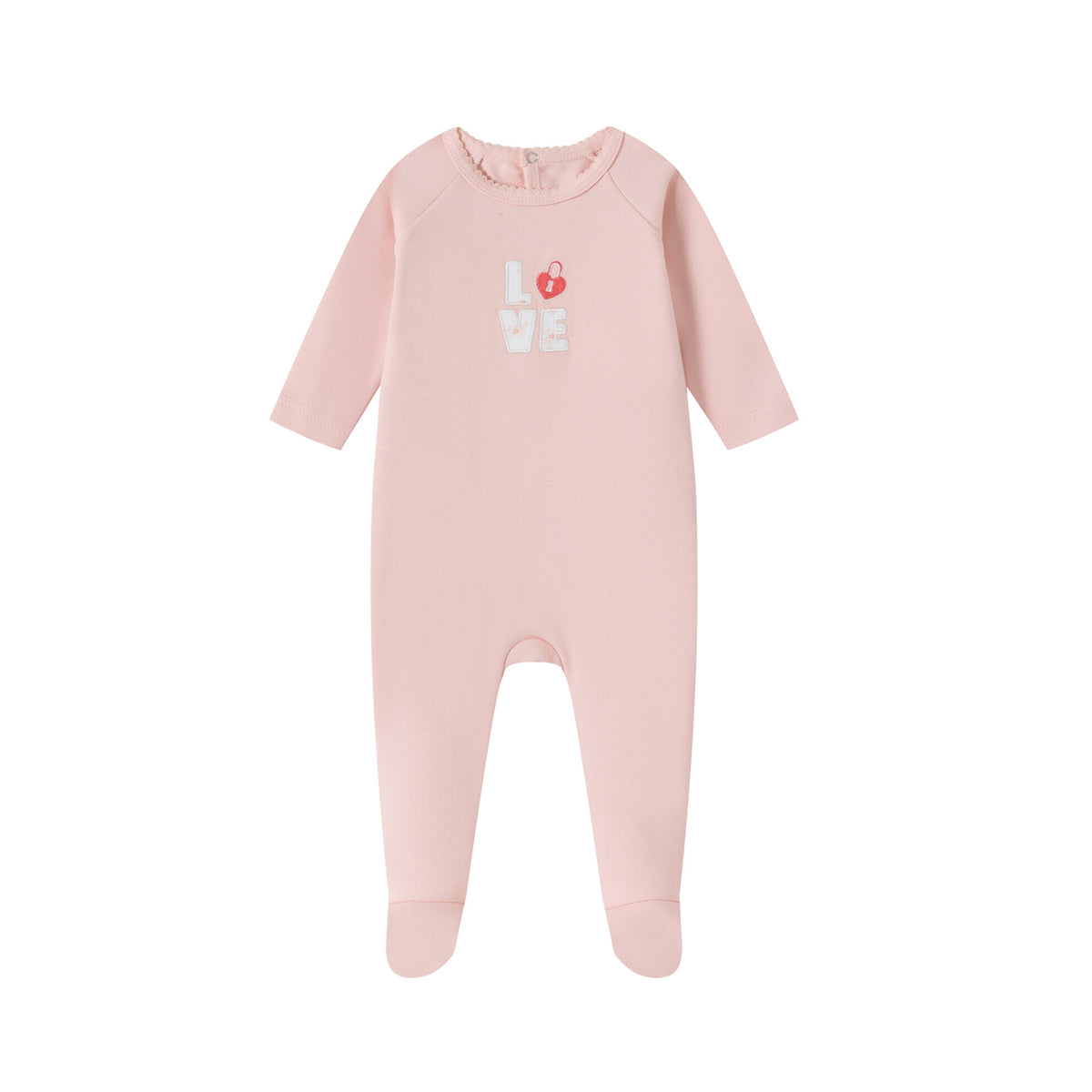 Love Patchwork Pink Cotton Footie