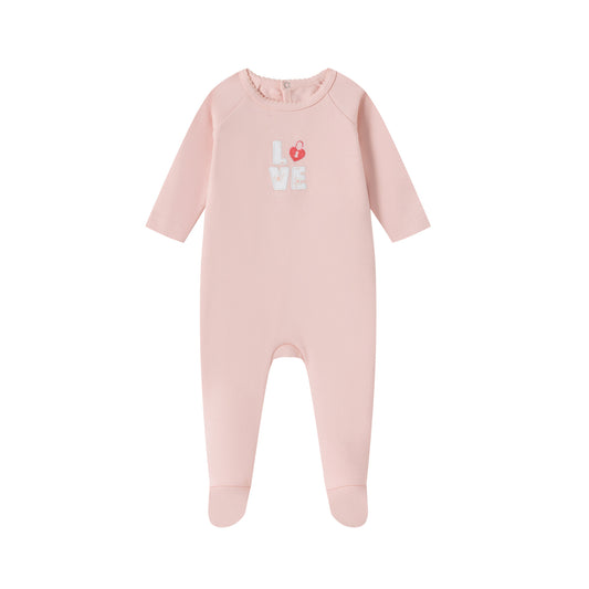 Love Patchwork Pink Cotton Footie