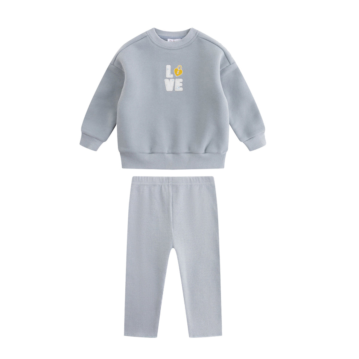 Love Patchwork Blue Sweat Set