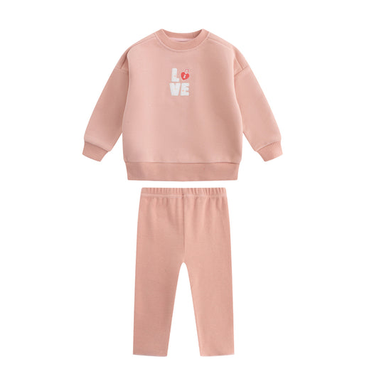Love Patchwork Pink Sweat Set