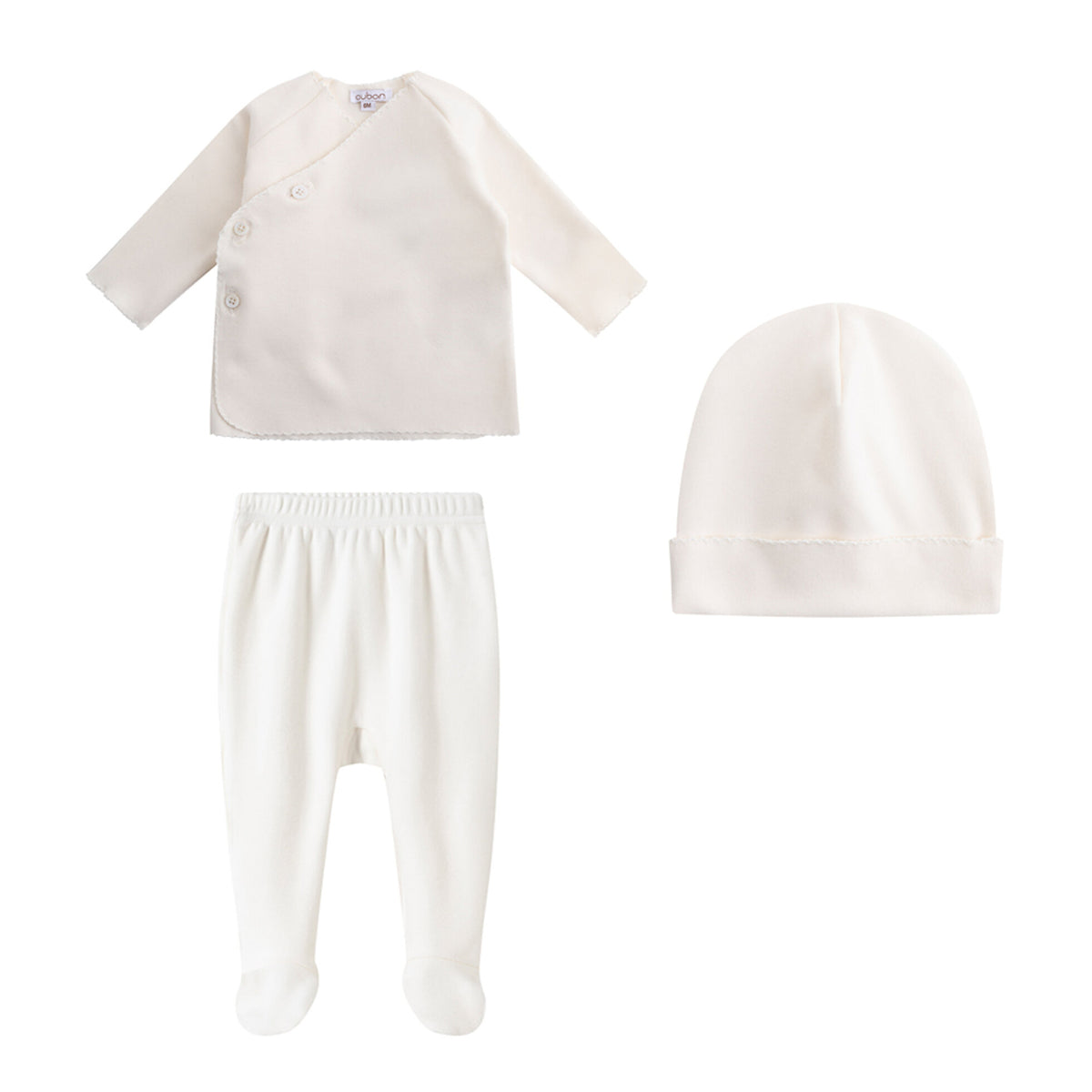 Picot Trim Ivory Wrap Sweat Set